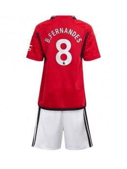 Manchester United Bruno Fernandes #8 Replika Hemmakläder Barn 2023-24 Kortärmad (+ byxor)